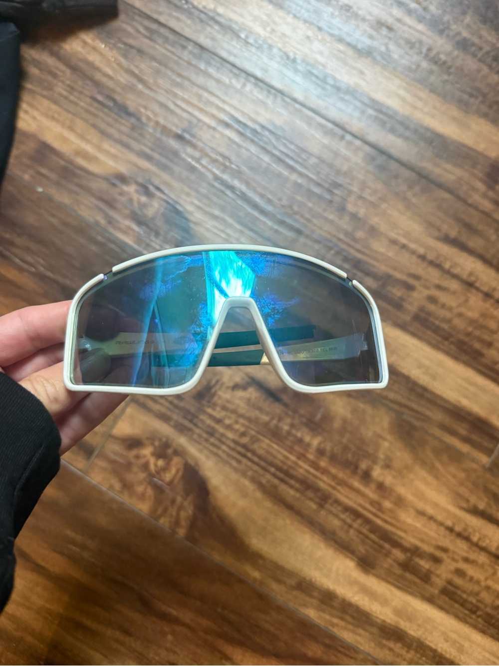 Rawlings White Frame Kids Shield Sunglasses with Blue Mirrored Lens